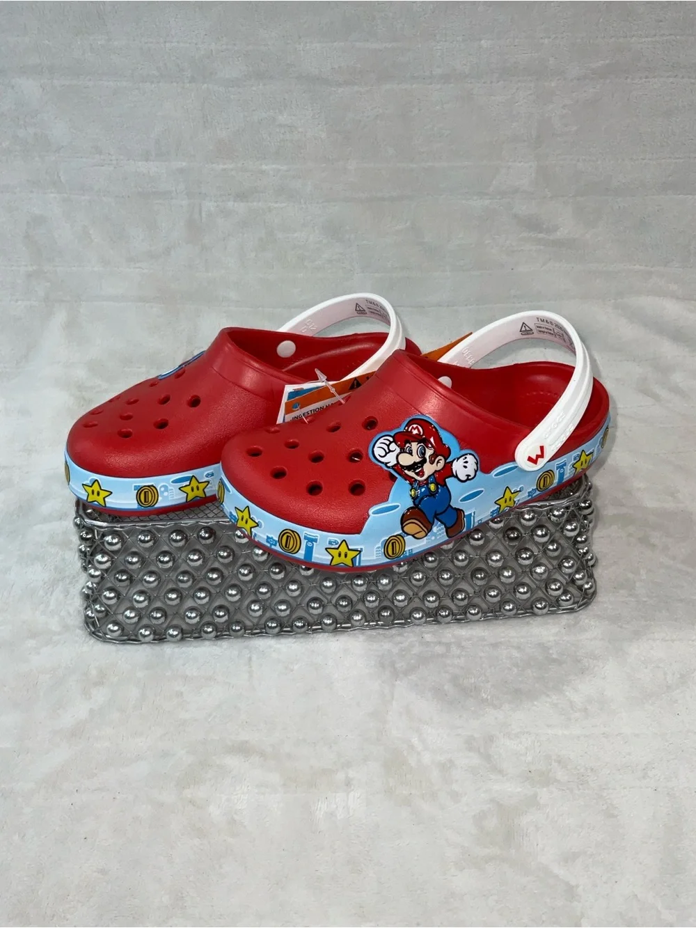 CROCS Kids Red Mario Clog Sandals with White Strap size 12C style 207059-8C1